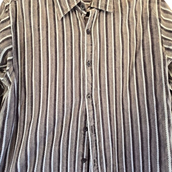 BKE Mens Long Sleeve Button-Up Shirt Striped Pattern 100% Cotton Size M - Picture 3 of 4